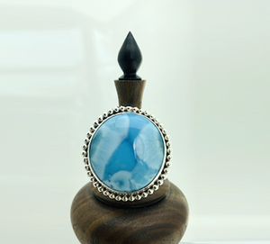 Large Stone Beaded Larimar Ring